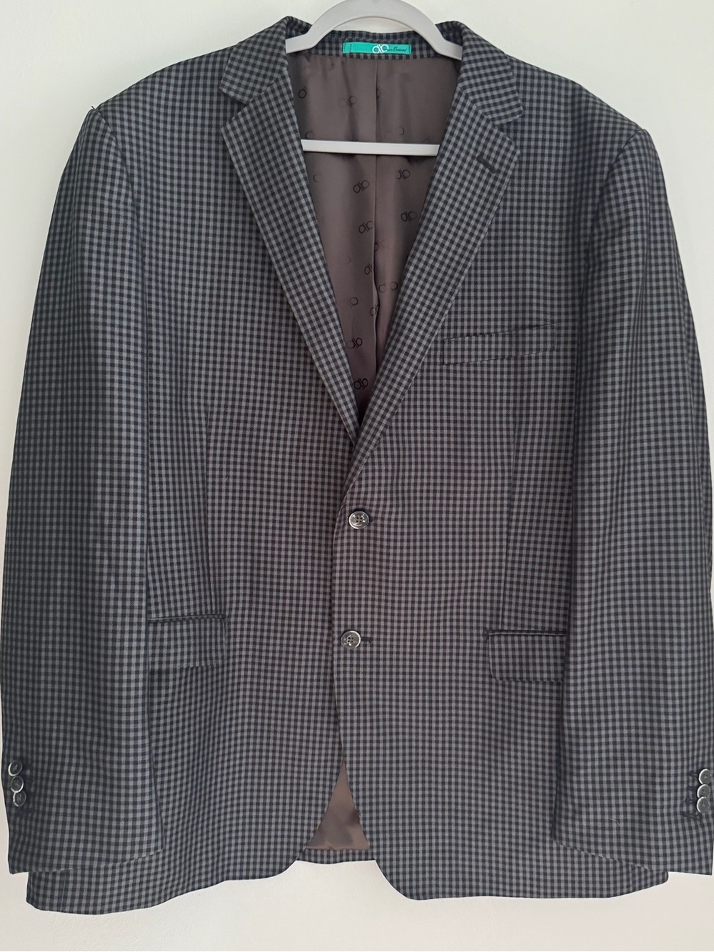 BIANCO BRIONI Loro Piana Modern Fit Tweed Houndstooth Blazer  - Size 50R - Gray